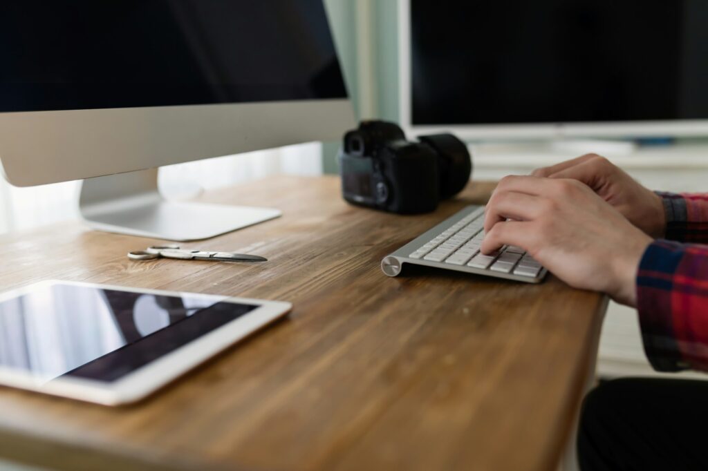 Close-up picture of professional designing home office